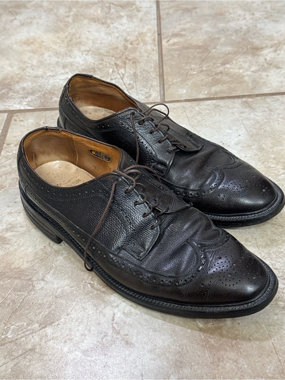 Nun-Bush Brown Leather Wingtip Derby Shoes